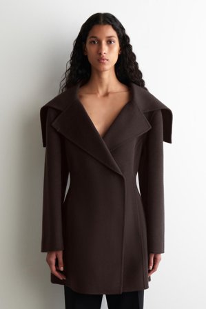 COS Women's Sculpted Double Faced Wool Short Coat in Brown