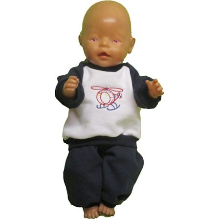 Joggingset med helikopter till Baby Born, dockkläder.