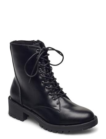 Biaclaire Laced-Up Boot Shoes Boots Ankle Boots Laced Boots Sort Bianco