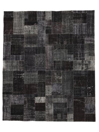 251X302 Tapete Patchwork Moderno Preto/Cinza Escuro Grande (Lã, Turquia) Carpetvista