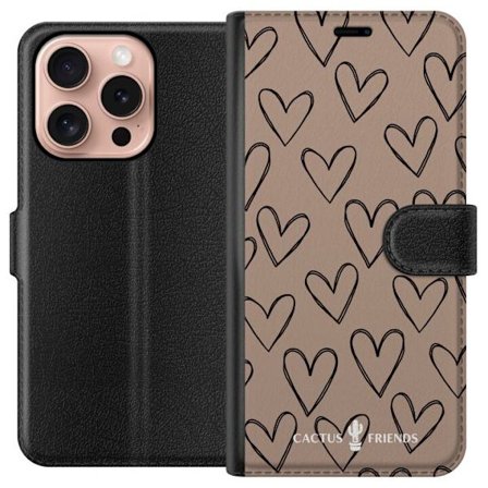 Yhteensopiva Lompakkokotelo Apple Apple iPhone 16 Pro Cactus and Friends - Earthy Sketch Hearts