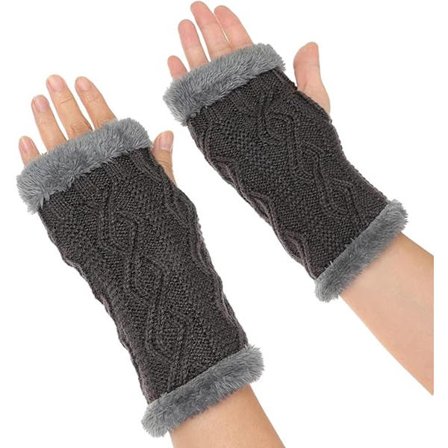 Handsker, fingerløse handsker til kvinder, vintervarme armbeskyttere, fortykkede, plys håndledsvarmere, strikkede, håndvarmere, piger, til arbejde, 