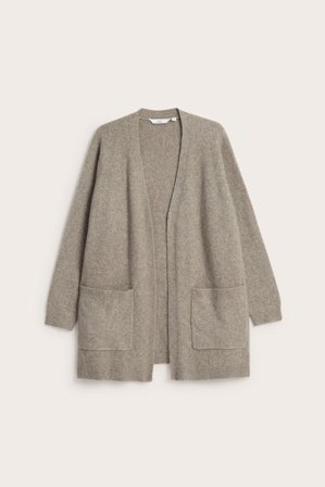 Kappahl | Lång stickad kofta | Melerad beige