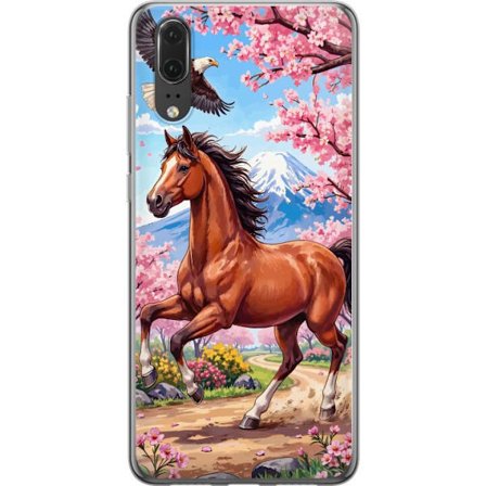 Kompatibelt Mobildeksel til Huawei P20 Häst körsbär