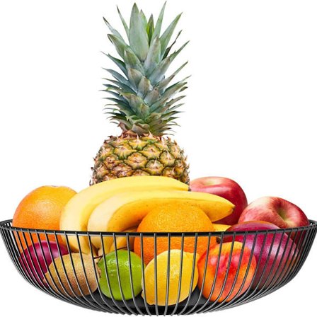 Fruktbolle Svart Metall Fruktkorg Svart Rund Trådkorg Fruktkorgar Brödkorg