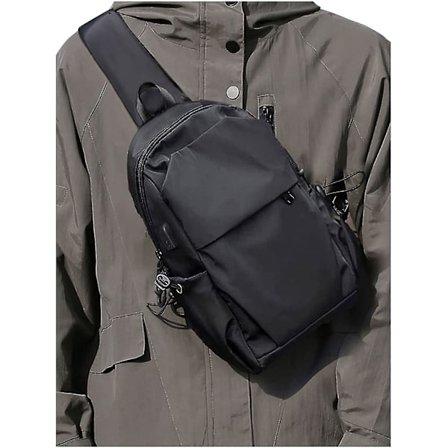 Ghyt Small Black Sling Crossbody reppu olkalaukku miehille, naisille, kevyt yksihihnainen reppu Sling Bag Reppu retkeilyyn Kävely Pyöräily Trav