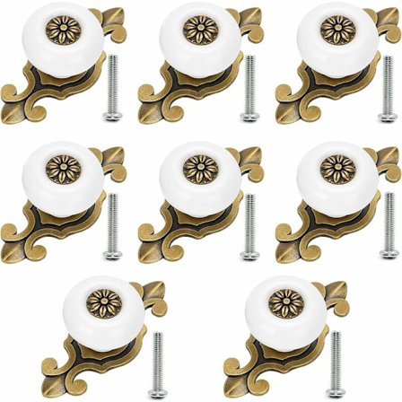 Keramisk Knot, Vintage Møbelskuff Knotter 8 Stykker Metallknotter for Skrivebordsskuffer og Skap