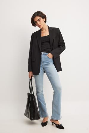 NA-KD Jean évasé taille haute - Jeans slim - Bleu - EU 36