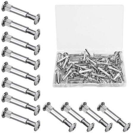 60 st M4 Möbelmonteringsskruvar med bult, förnicklat järn, anslutningsskruvar för möbler, skruvar för 31-40 mm tjockt trä, skåp, dörr, säng