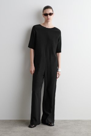 COS Damen Jumpsuit Aus Seiden-Crêpe - Schwarz
