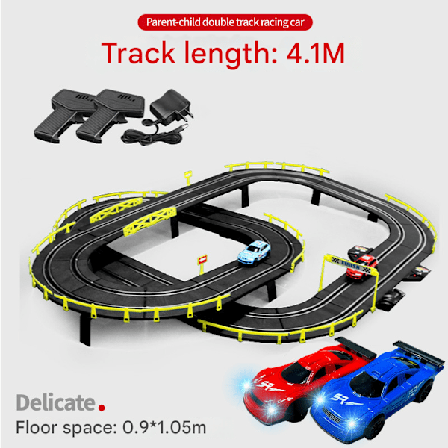 Vejbanespor racerbane legetøj til børn dobbelt stor bane 8-10 år gammel dreng elektrisk fjernstyret bil