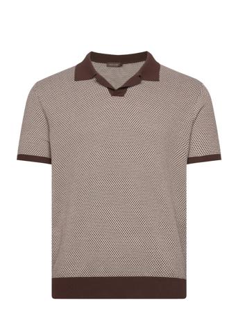 Oscar Jacobson Dalius Jacquard Poloshirt S-S Brun