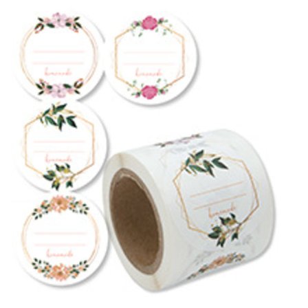 Pakke med 200 selvklæbende etiketter 5 cm i diameter - selvklæbende etiketter til mærkning af syltetøjsglas - runde krydderietiketter "Hjemmelavet"