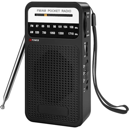 Bærbar radio AM FM, transistorradio med højttaler, hovedtelefonstik, 2AA batteridrevet radio til langdistancemodtagelse