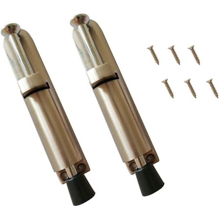 2 Dørstop Stopper Blokke Rustfrit Stål Med Fjeder + sc