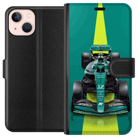 Yhteensopiva Lompakkokotelo Apple Apple iPhone 13 mini Aston Martinin Formula 1 -auto vihreässä kilpailumuotoilussa, jossa on moderni studiosentuntm
