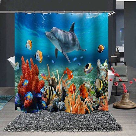 Bruseforhæng Vandtæt Skimmelbestandig Modstandsdygtig Badeforhæng Vaskbart Badeforhæng Polyesterstof 3d Bruseforhæng Til Badeværelse Med 12 Kroge