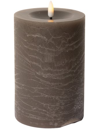 Rustic Finish Led Pillar Candle Brown C'est Bon