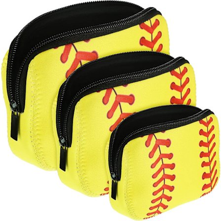 3 st Softball Makeup Bag Baseball Tryck Makeup Bag Vattentät