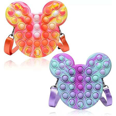 2-pack Pop Axelväska Fidget Toys Kosmetiska Väska Stress Relief