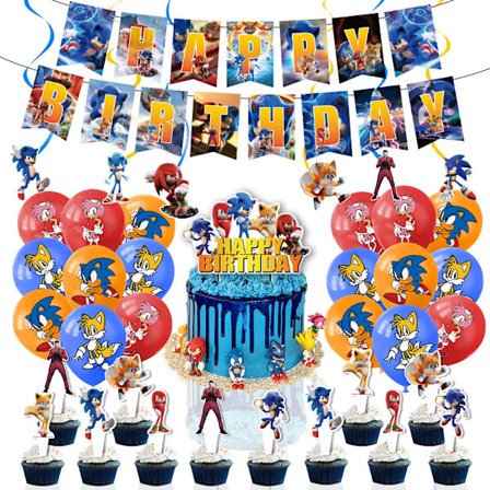 Sonic bursdagskake topper kort ballong dekorasjon