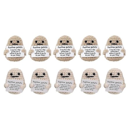 10 st Söta Positiva Potatisar Emotionellt Stöd Gurka med Kort och Påsar Virkad Docka Plysch Leksak