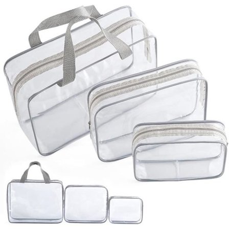 3 stk. Transparent Toilettaske, Transparent Toilettaske, Vandtæt Kosmetiktaske PVC Multifunktionelt Rejsesæt, til Badeværelse