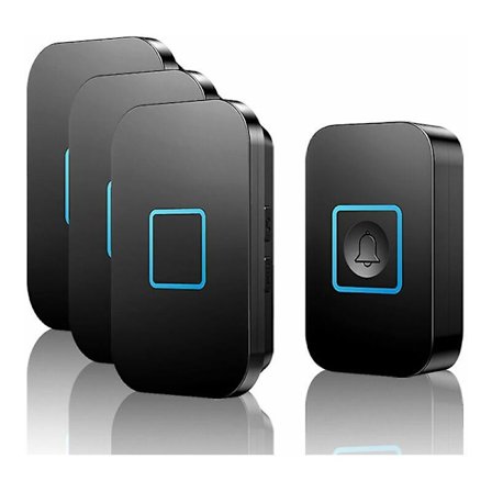 Trådløs Dørklokke, Trådløs Dørklokke Sæt, 400m Rækkevidde IP55 Vandafvisende Udendørs Dørklokke med 3 Stikkontakter, 60 Melodier, 5 Lydstyrkeniveauer,