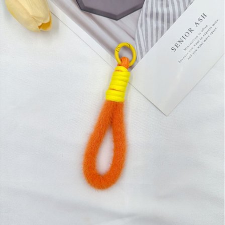 Ny färgad plysch tvåfärgad mobiltelefon kort hängande rep, anti-förlust armband, rep, vattenkopp, fashionabel mobiltelefonkedja hängande tillbehör