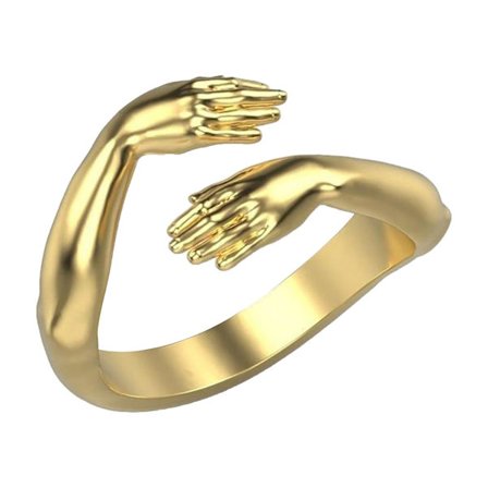 2023 Ny Opgraderet Kramme Hænder Ring Par Ringe Engros Vintage Justerbar Gaver Til Elskere Kvinder Mænd(Guld)