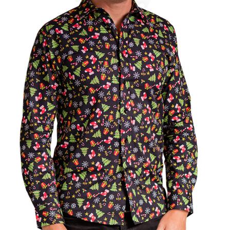 Julbutik Printed Julskjorta S Svart Assorted