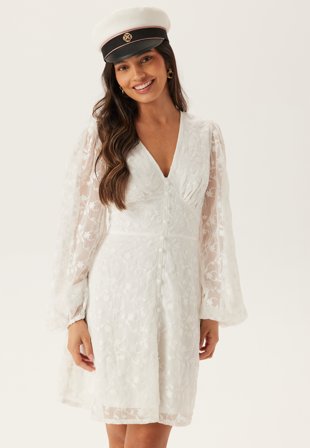 Bubbleroom Occasion - Embroidered Short Dress - White - Kläder