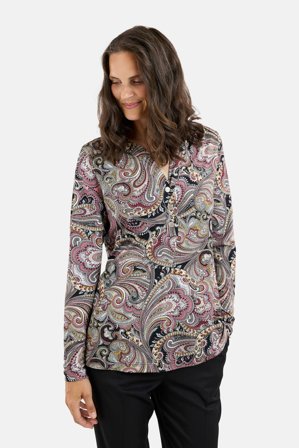 BRANDTEX - Langærmet T-shirt - Bordeaux Mix - Paisley Print