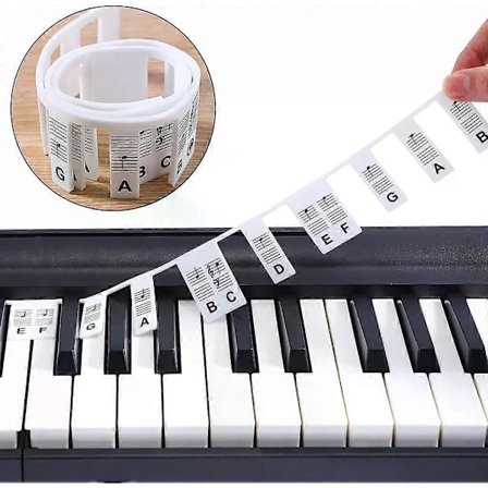 Avtagbara notklistermärken för piano/keyboard 61 tangenter flerfärgade vita