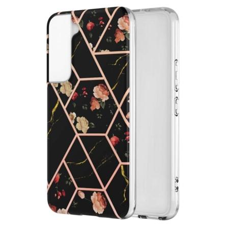 Marmormotiv Samsung Galaxy S22 Plus skal - Svarta Blommor multifärg