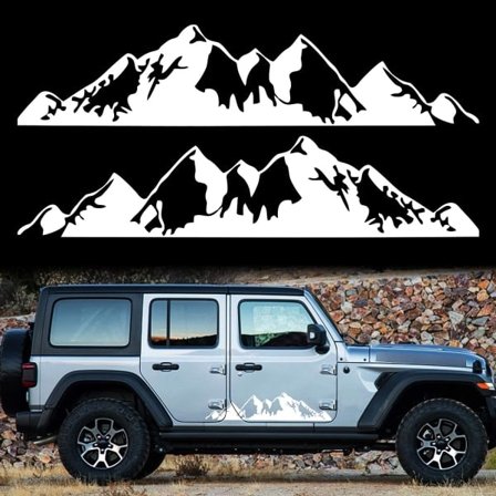 CDQ 2 stk fjell bil klistremerker sidedør karosseri snøfjell grafisk vinyl klistremerke dekorasjon