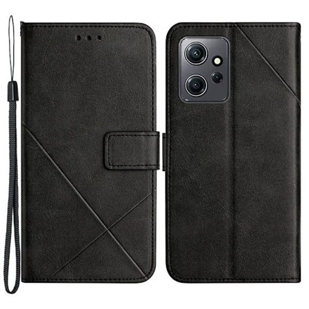 SKALO Xiaomi Redmi Note 12 4G PU læderpung med prægning - Sort