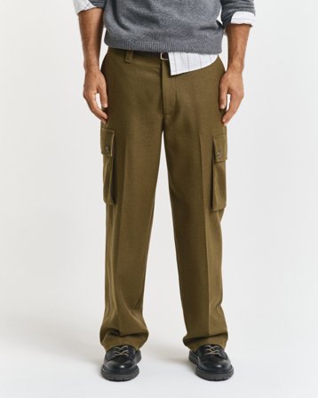 GANT Herren Relaxed Fit Cargohose aus Wollmix (32) Grün