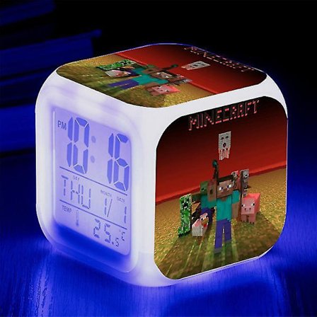 Minecraft Alarm Clock Coolie Scared Cartoon Led Digital Color Luminous Clock Birthday Gift Christmas Gift Style 1