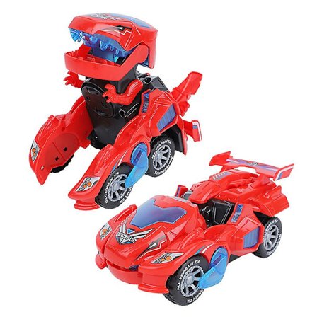 Transformerande dinosauriebil leksaker, transformerande dinosaurie LED-bil med ljus och musik