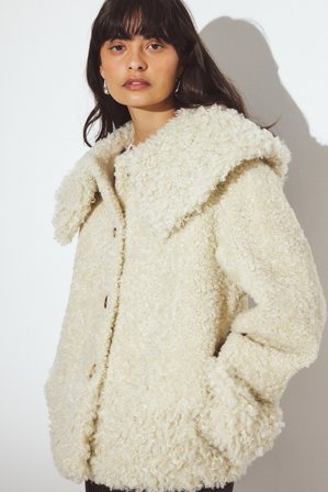 Erica Kvam x NA-KD Faux Fur Jacket - Teddy bear jakker & frakker - Råhvid - EU 34