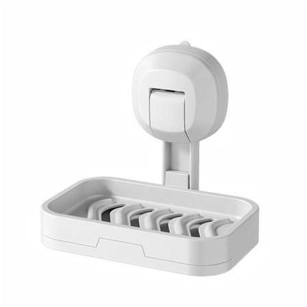 Sæbeskål til brusebad, aftagelig sæbeholder med sugekop, vægmonteret sæbeskål til badeværelsesbordplade (hvid)