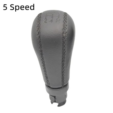 Svart läderkula för växel Hand Speed Växlingsratt för Volvo S60 S80 V70 XC70 Pen Spak Shifter Penna Bilstylingtillbehör-5 hastigheter
