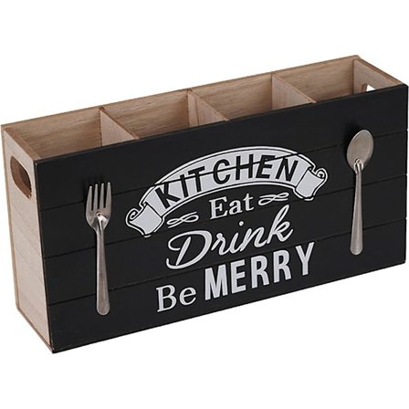 Køkkenredskabsholder i træ, bestikholder i landlig stil (29,5 x 15 x 8 cm, som vist på billedet)