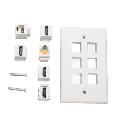 6 Port HDMI CAT6 Ethernet Vægplade til Hjemmekontor