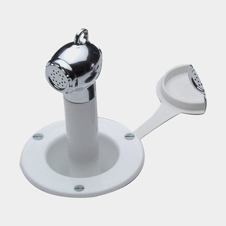 Sprchová hlavice / sprchová rukojeť Barka DR1513, se sprchovou hadicí 2 metry, 3/8" G (BSP), plast a mosaz, bílá a chromovaná mosaz