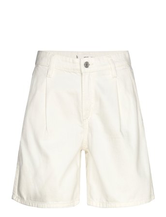 Mid-Rise Denim Bermuda Shorts With Pleats White Mango