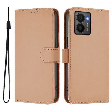 För HMD Fusion 5G Fodral Enfärgat Plånboksfodral i Läder med Rem - Citron