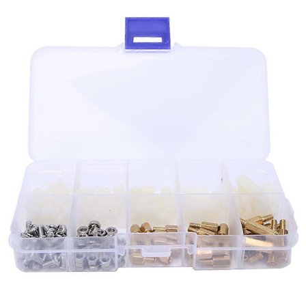 180 stk Messing Avstandsholder Nylon/Rustfritt Stål Heksmutter Skrue Sett Sortiment Kit M3