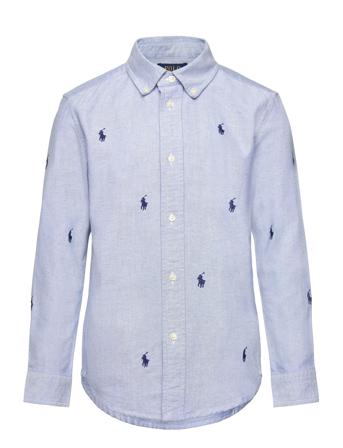 Polo Pony Cotton Oxford Shirt Tops Shirts Long-sleeved Shirts Blue Ralph Lauren Kids